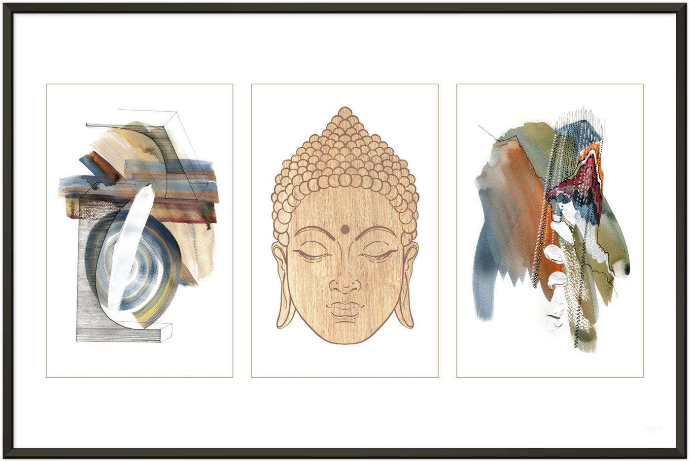 Abstract Yoga Art Series 1 Buddha - Metal Frame