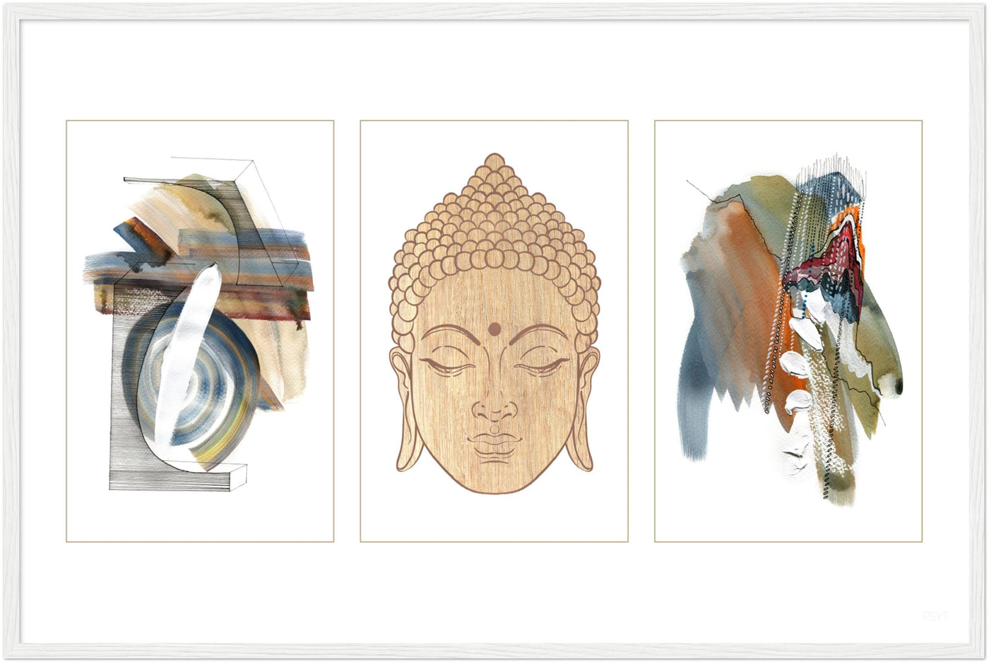 Abstract Yoga Art Series 1 Buddha - Wood Frame