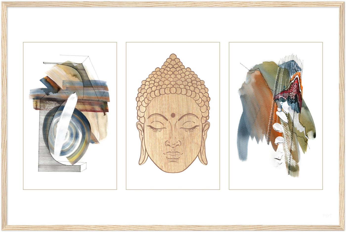 Abstract Yoga Art Series 1 Buddha - Wood Frame