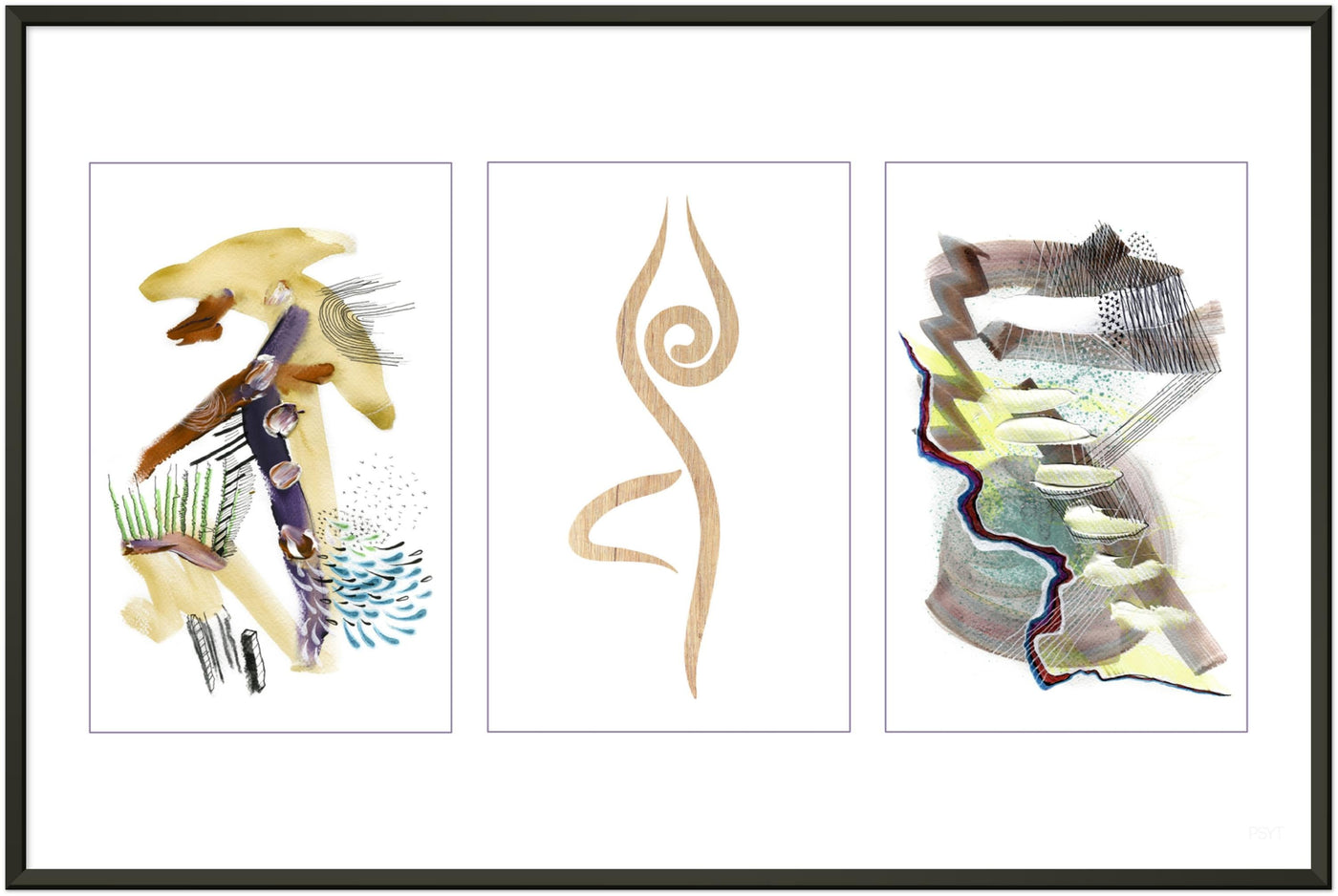 Abstract Yoga Art Series 1 Tree Pose - Metal Frame