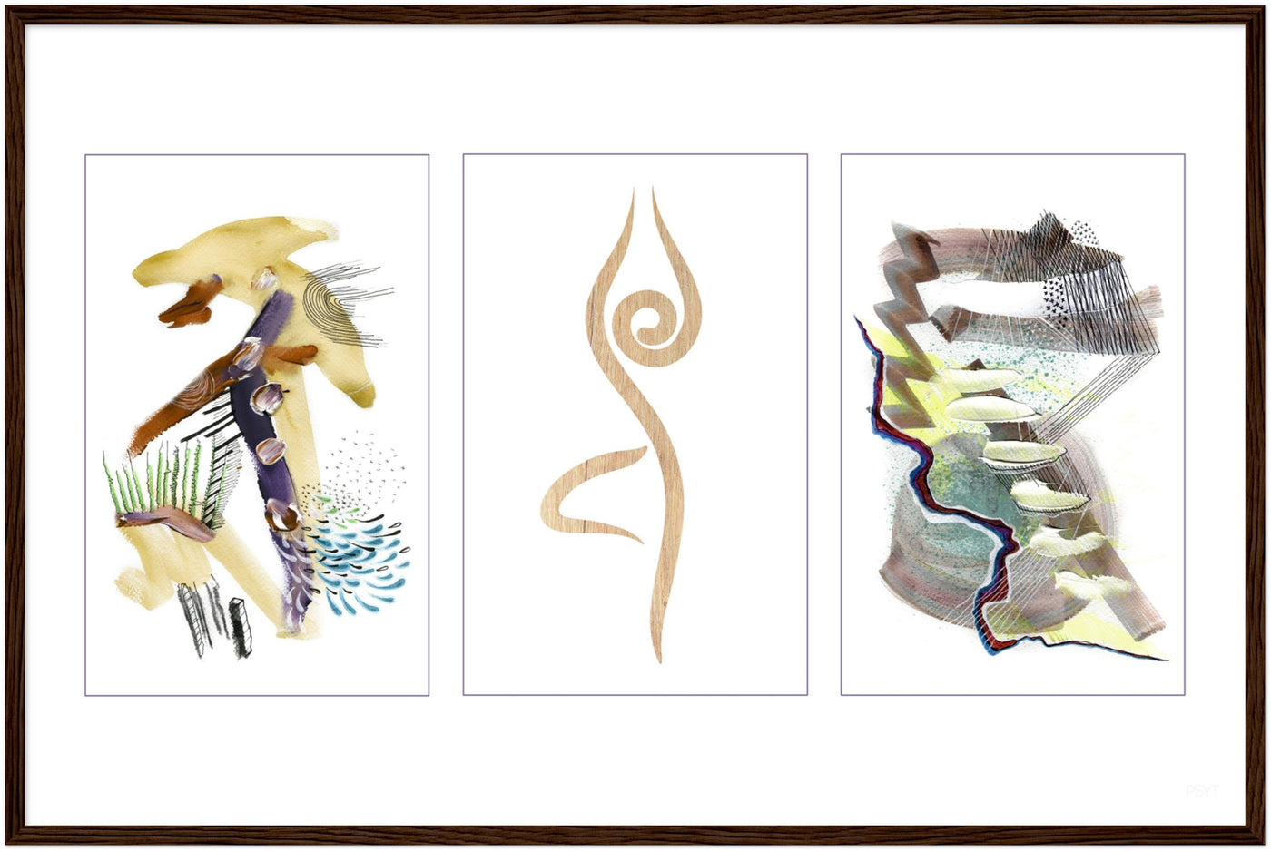 Abstract Yoga Art Series 1 Tree Pose - Wood Frame