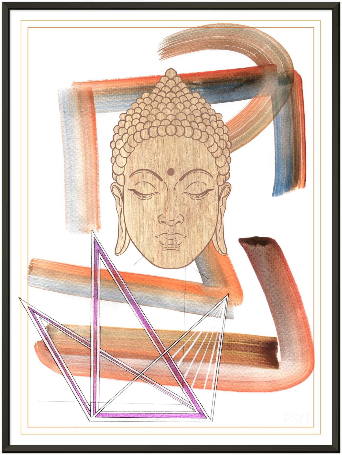 Abstract Yoga Art Series 2 Buddha - Metal Frame