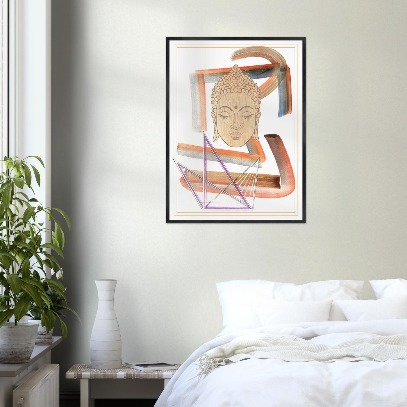 Abstract Yoga Art Series 2 Buddha - Wood Frame