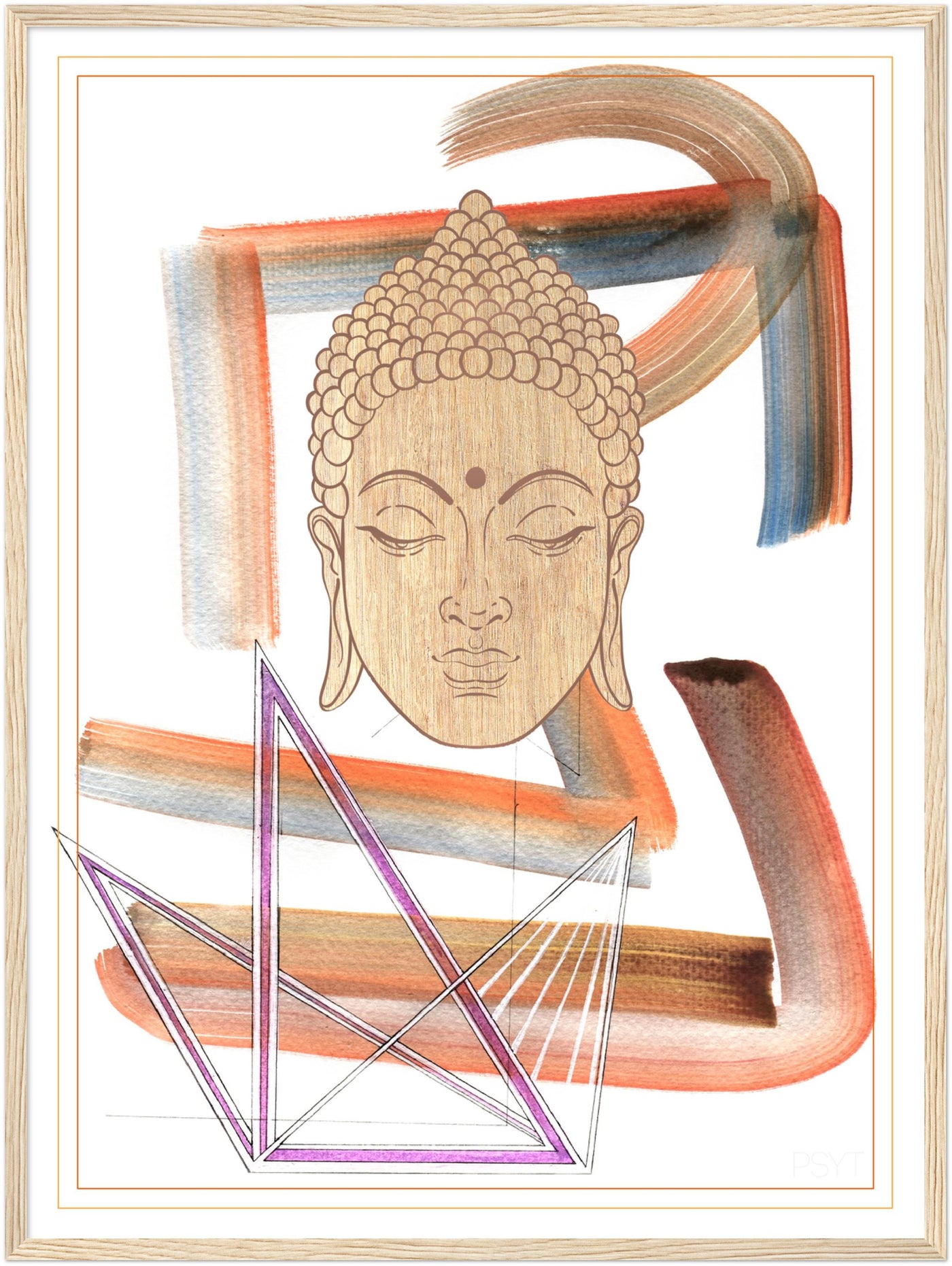 Abstract Yoga Art Series 2 Buddha - Wood Frame