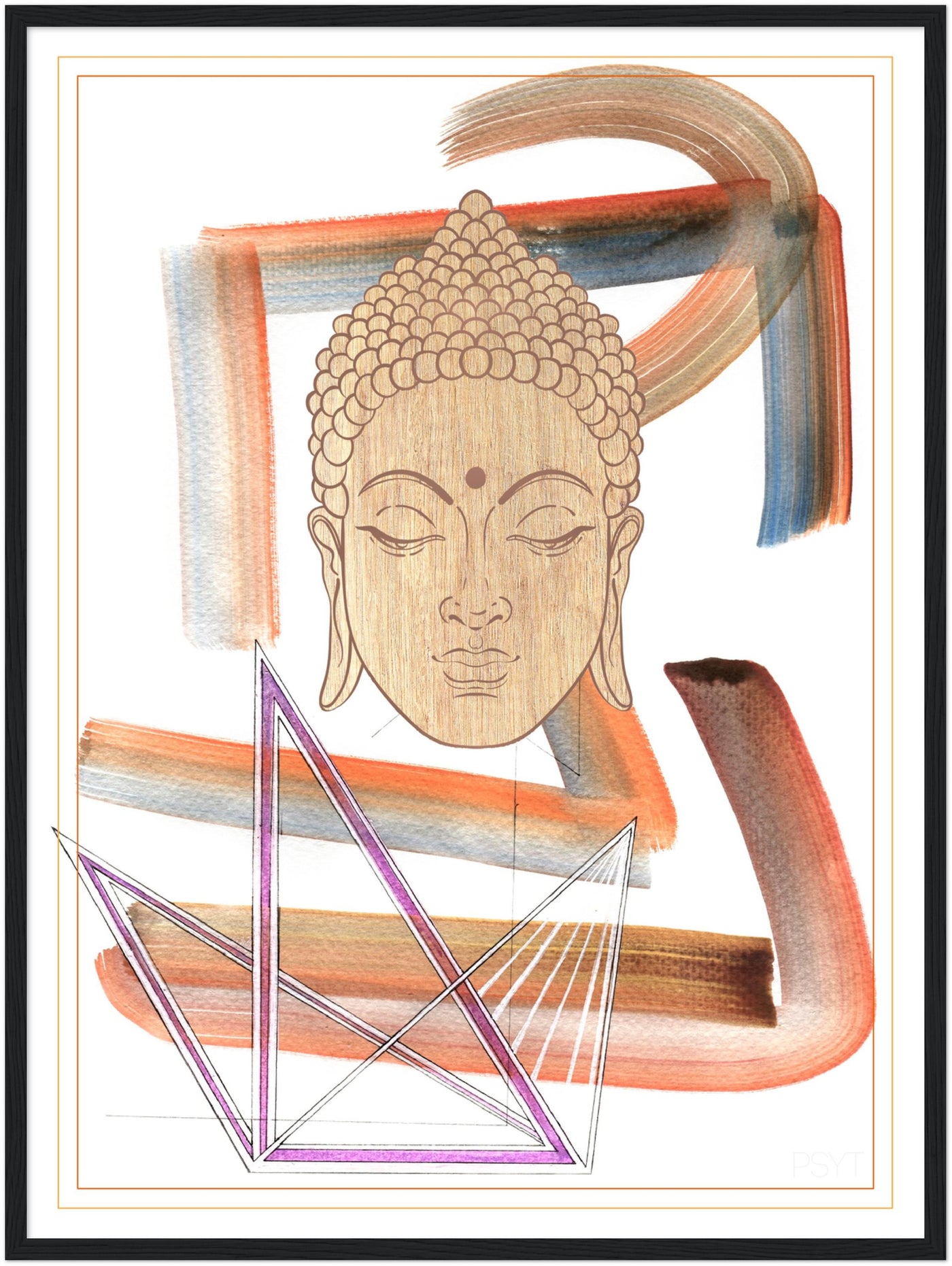 Abstract Yoga Art Series 2 Buddha - Wood Frame