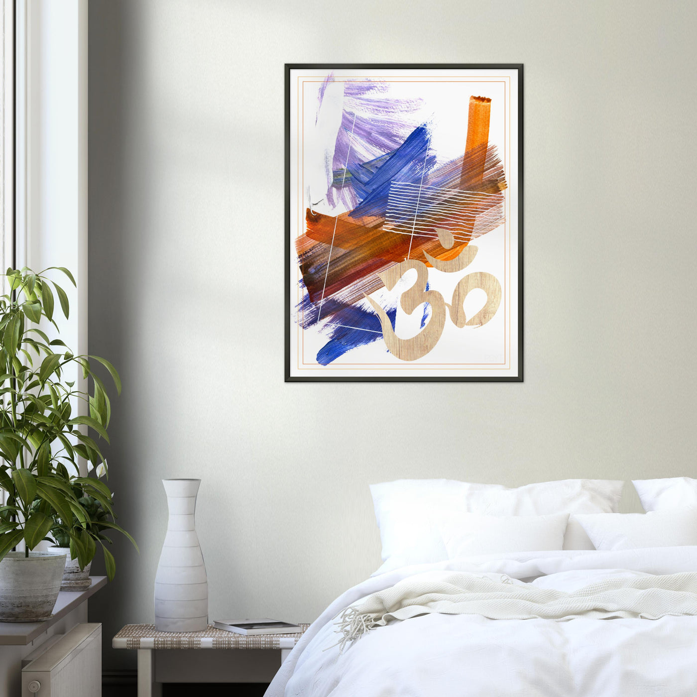 Abstract Yoga Art Series 2 Om - Metal Frame