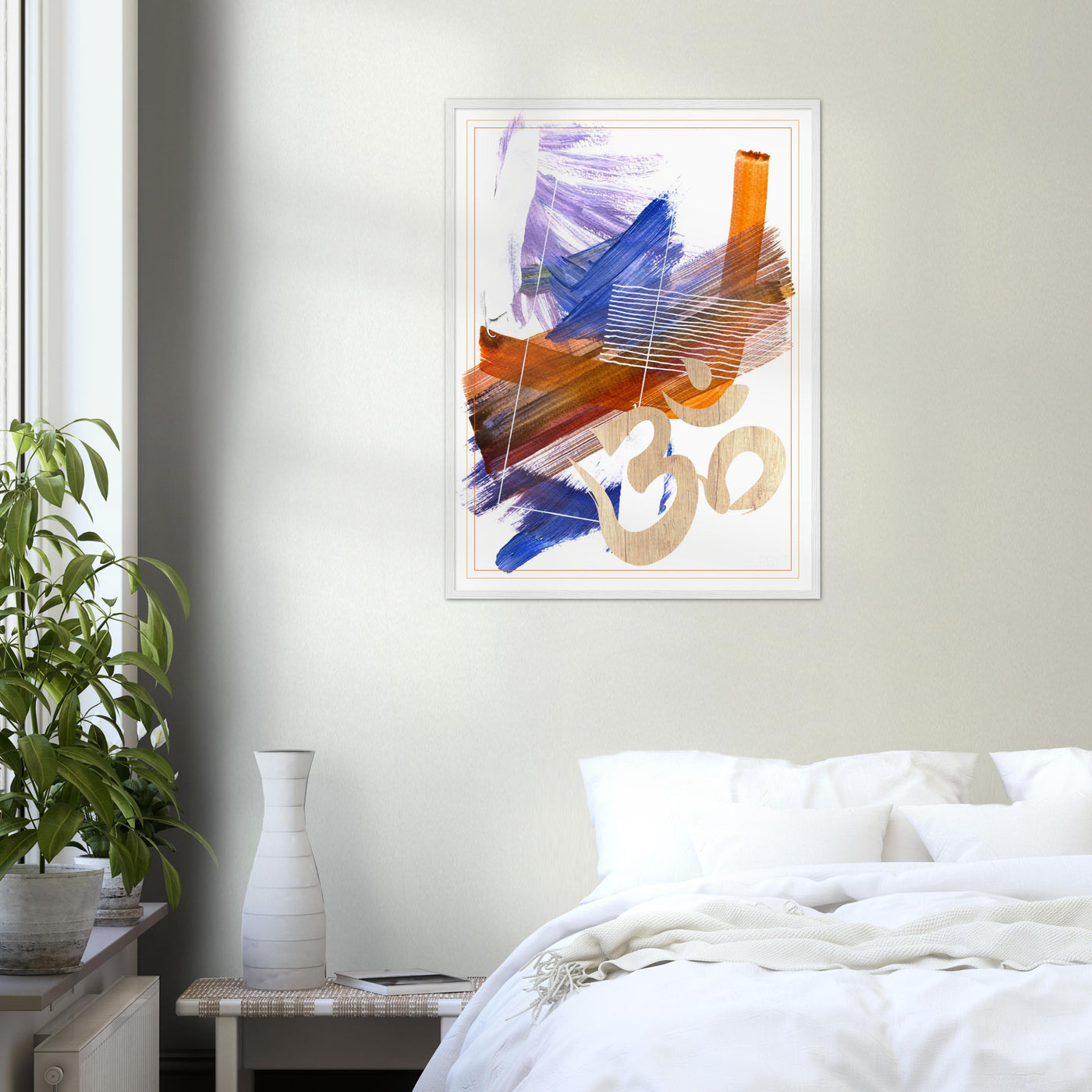 Abstract Yoga Art Series 2 Om - Wood Frame