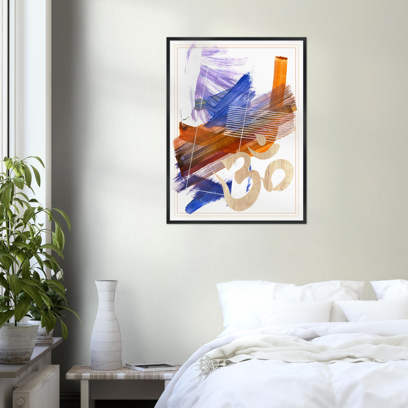 Abstract Yoga Art Series 2 Om - Wood Frame