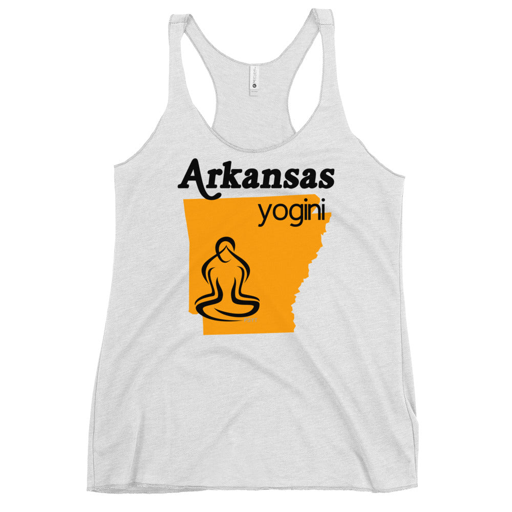 Arkansas Map Yogini White Tank Top