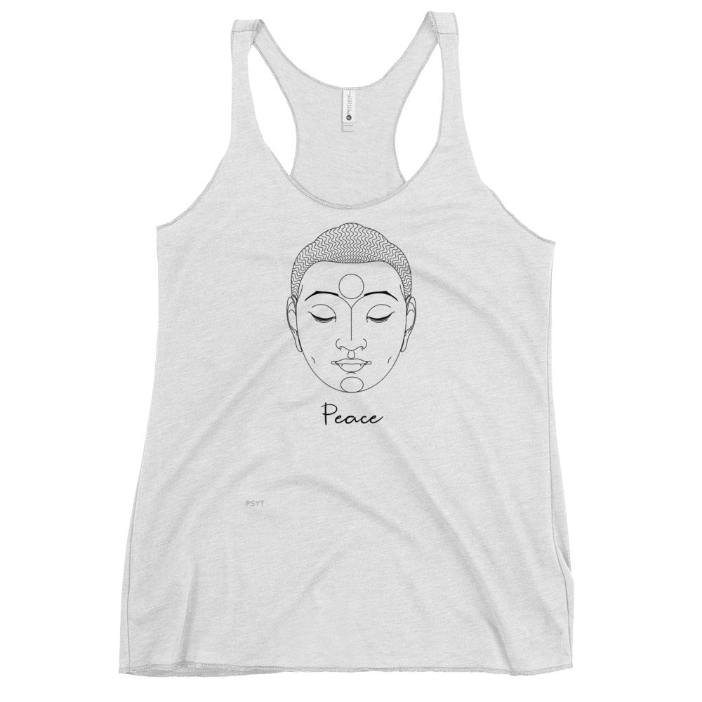 Buddha Face Peace White Tank Top