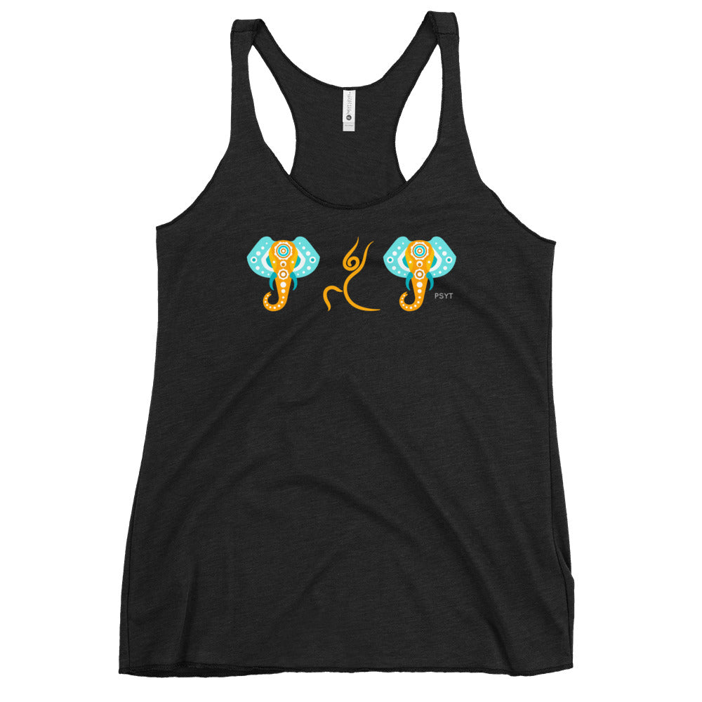 Elephants Warrior Pose Racerback Tank Top