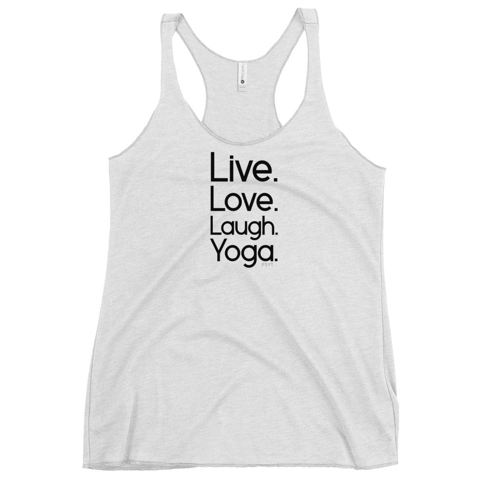 Fact: Live Love Laugh Yoga White Tank Top