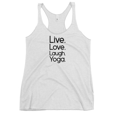 Fact: Live Love Laugh Yoga White Tank Top