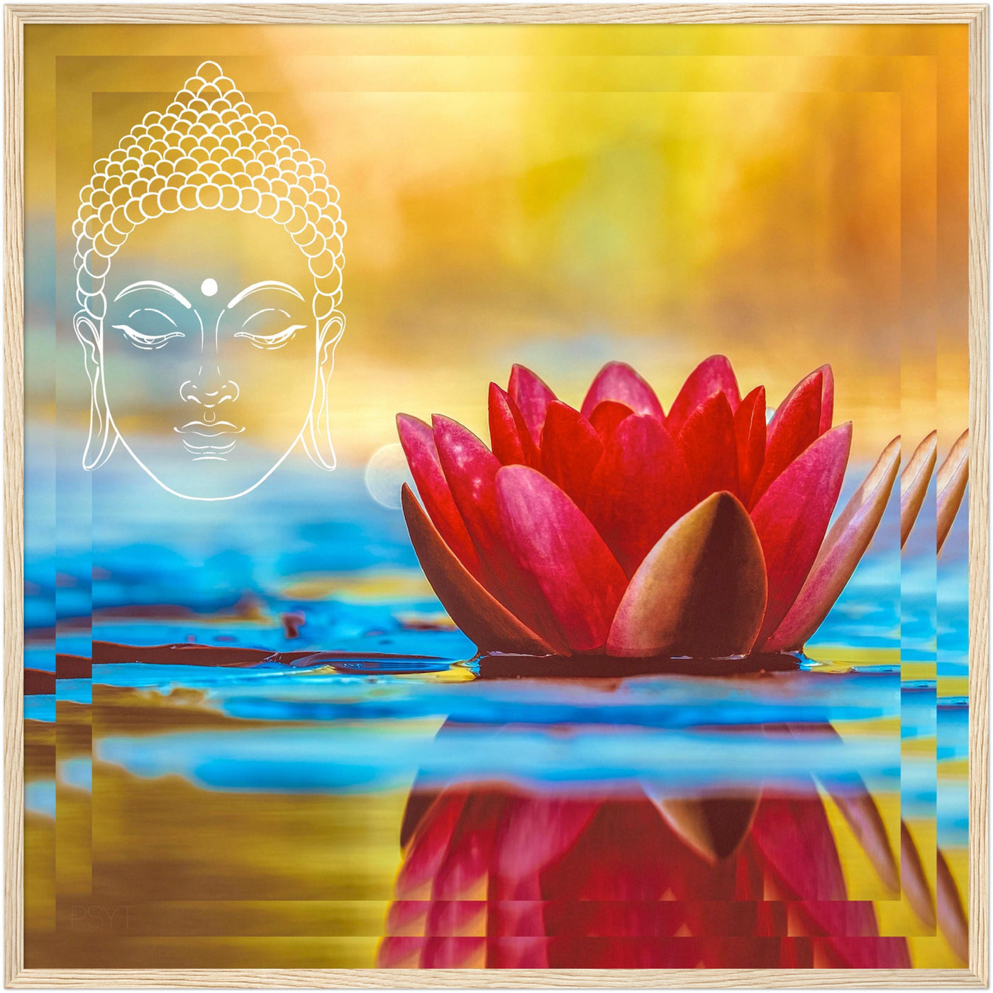 Flowers Buddha Wood Frame