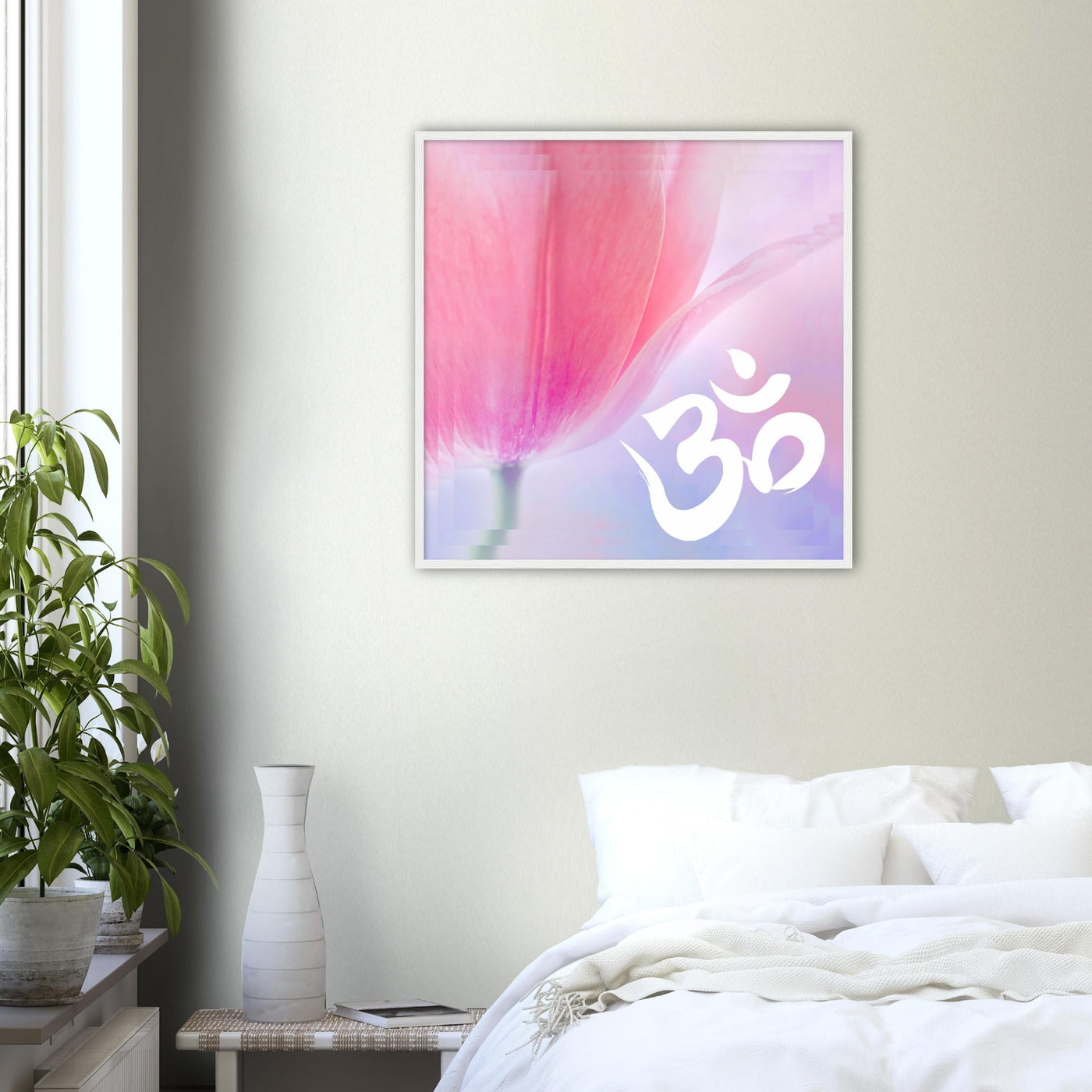 Flowers Om Wood Frame