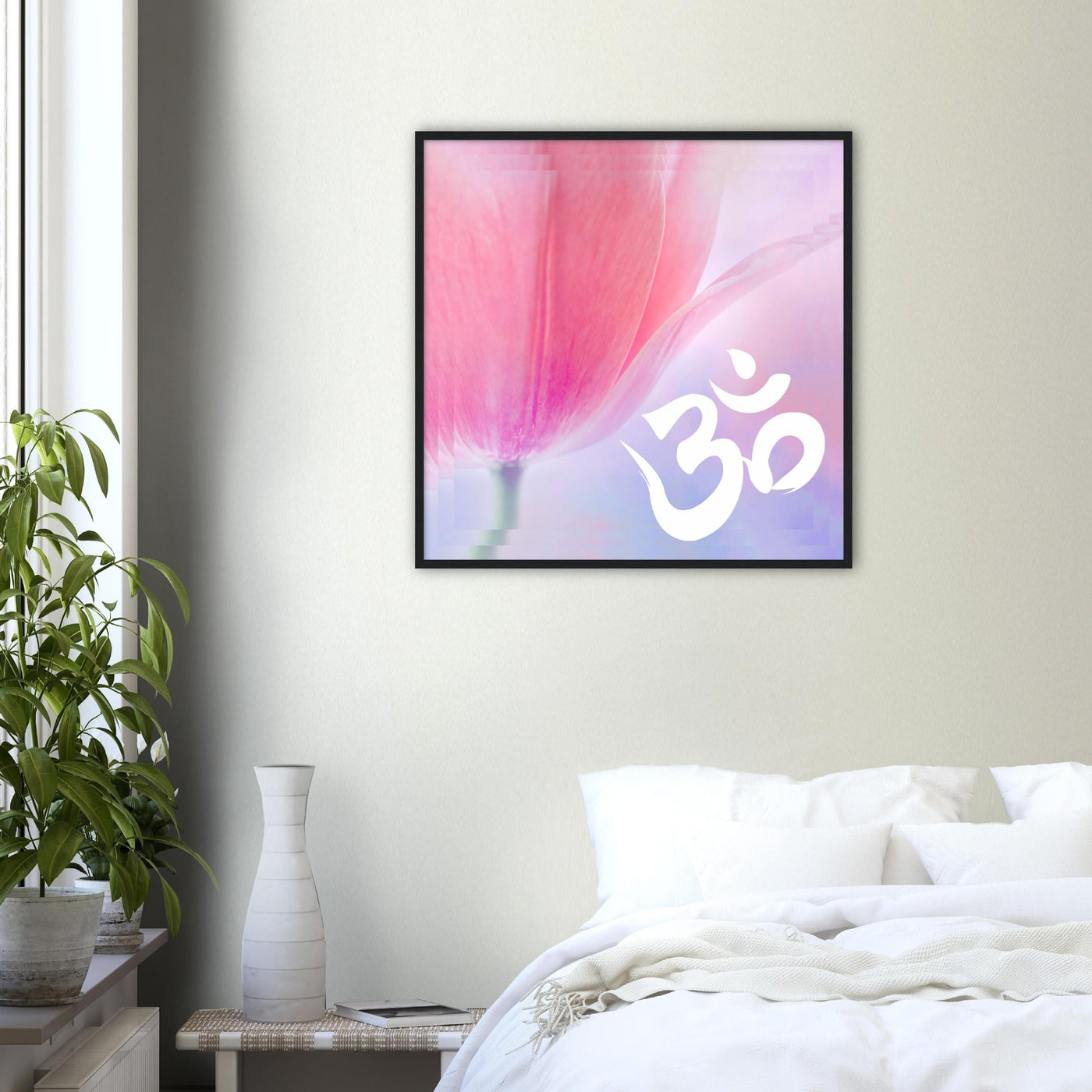 Flowers Om Wood Frame