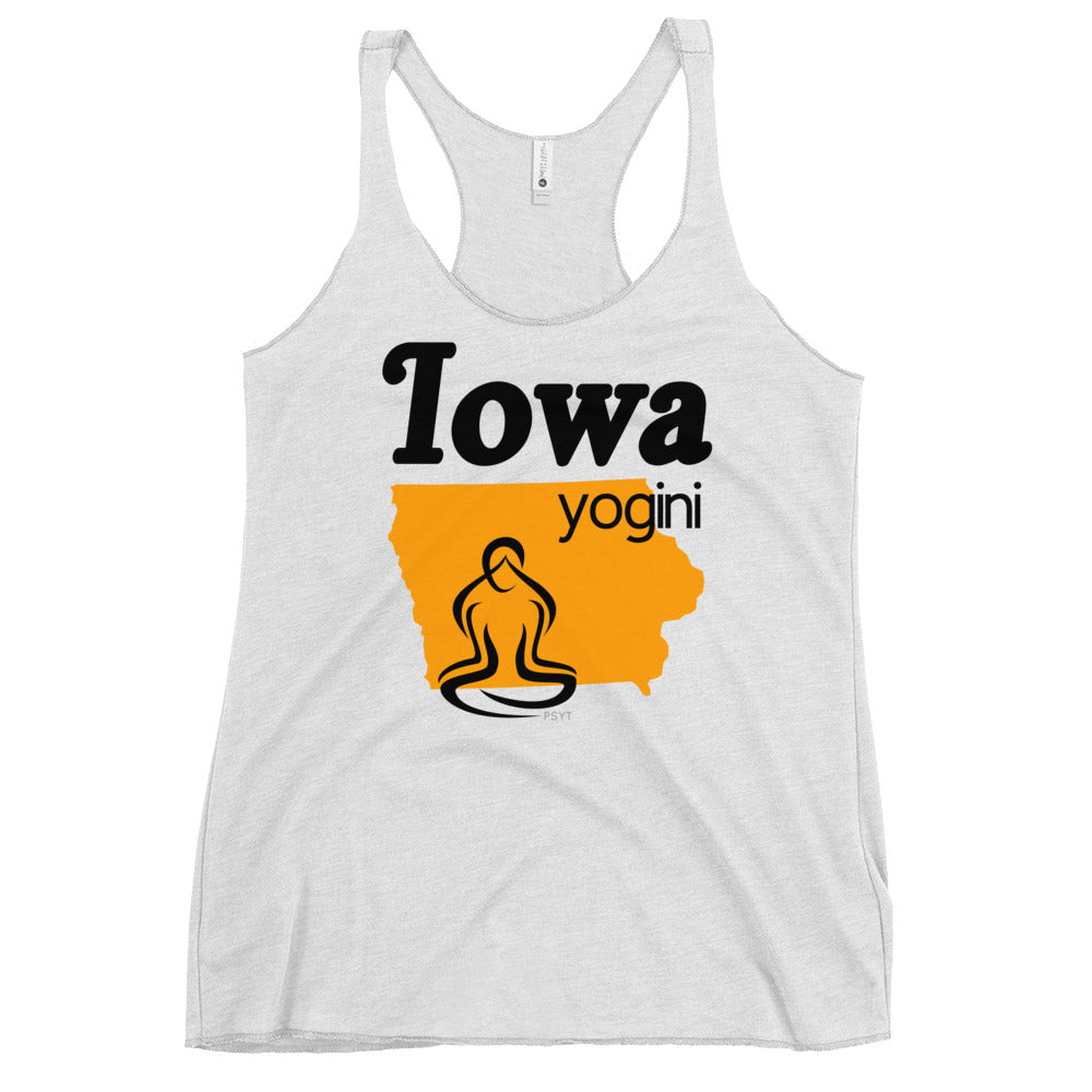 Iowa Map Yogini White Tank Top