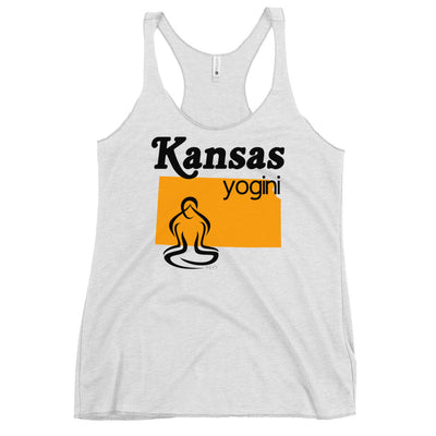 Kansas Map Yogini White Tank Top