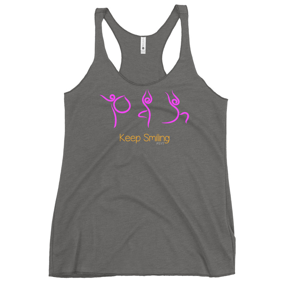 Keep Smiling Yoga Routine Racerback Tank Top