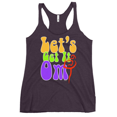 Let's Get It Om Retro Groovy Racerback Tank Top