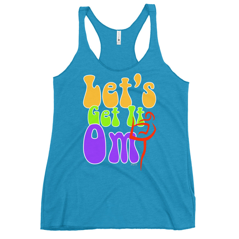 Let's Get It Om Retro Groovy Racerback Tank Top