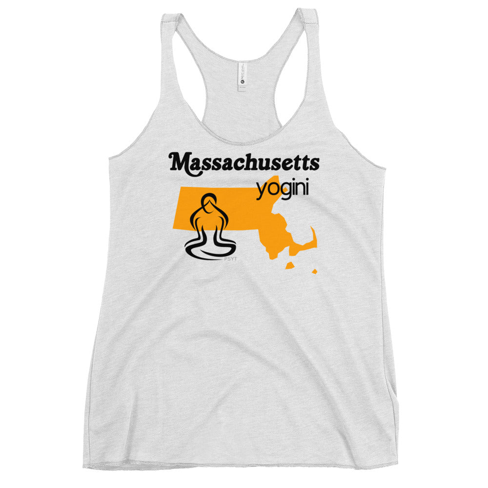 Massachusetts Map Yogini White Tank Top