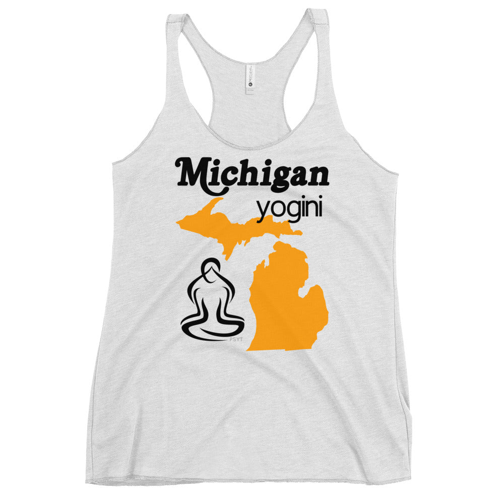 Michigan Map Yogini White Tank Top