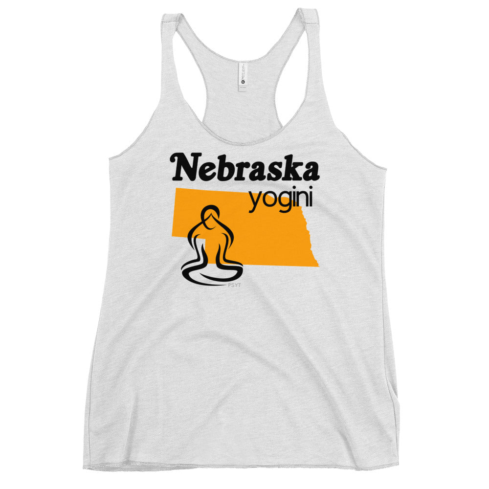 Nebraska Map Yogini White Tank Top