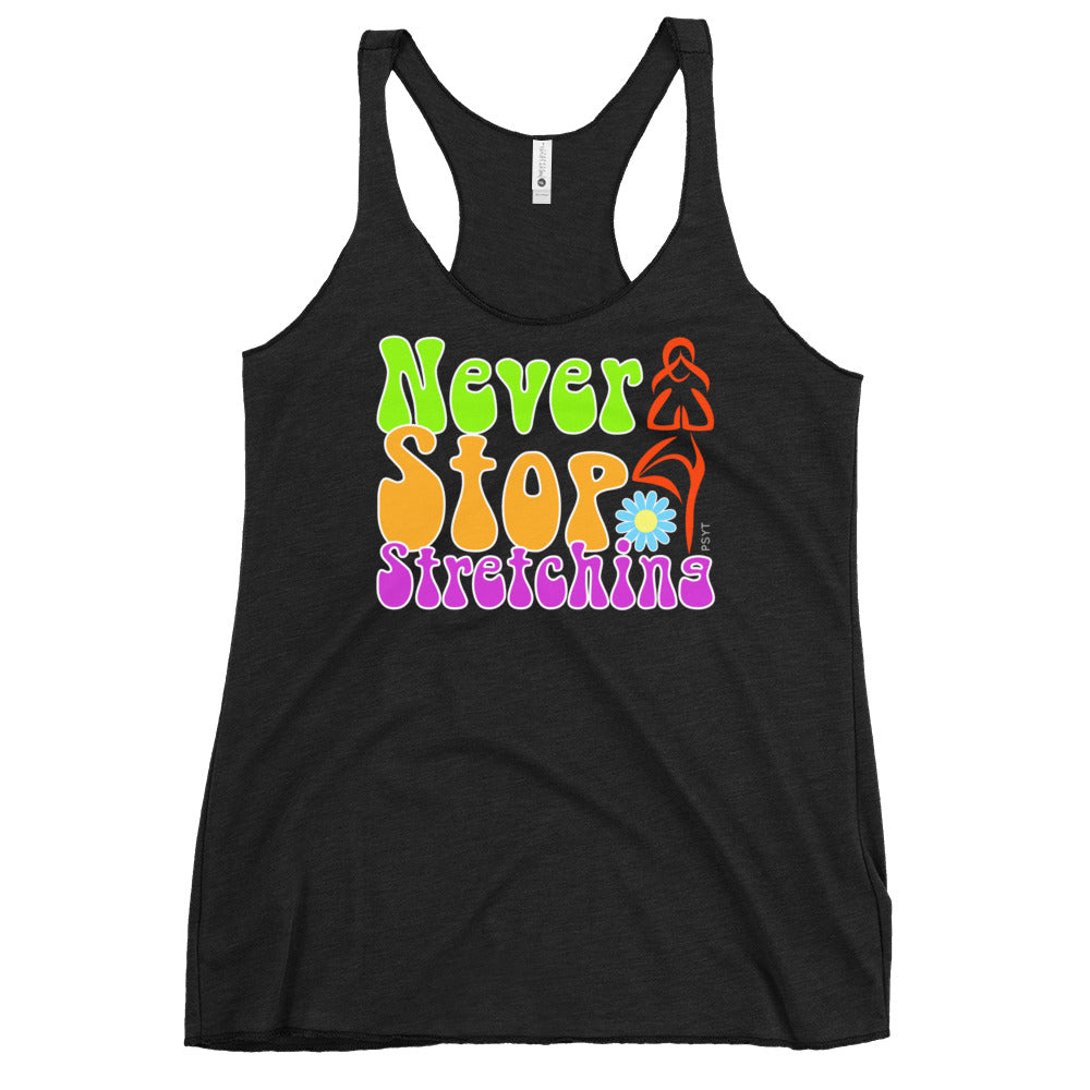 Never Stop Stretching Retro Groovy Racerback Tank Top