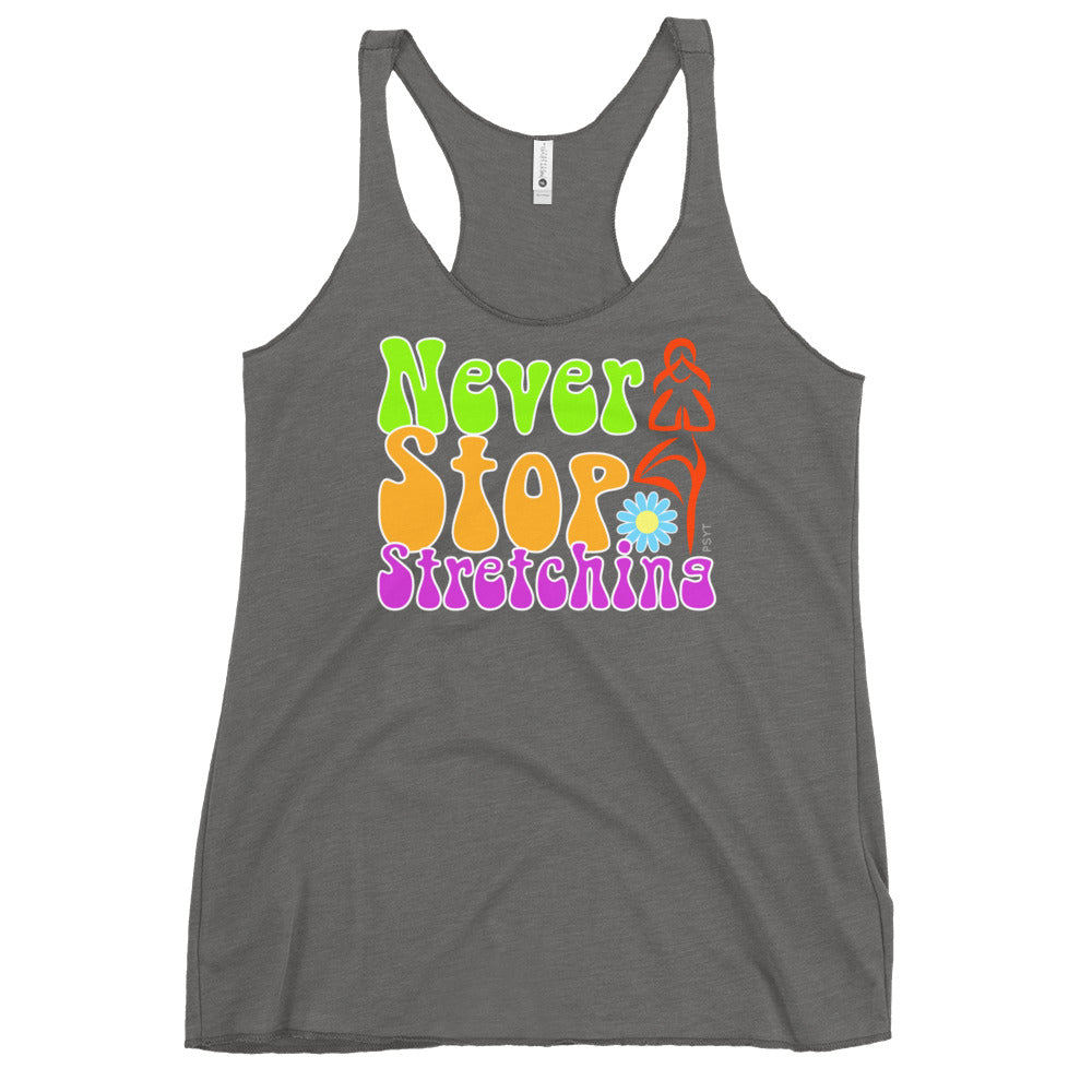 Never Stop Stretching Retro Groovy Racerback Tank Top