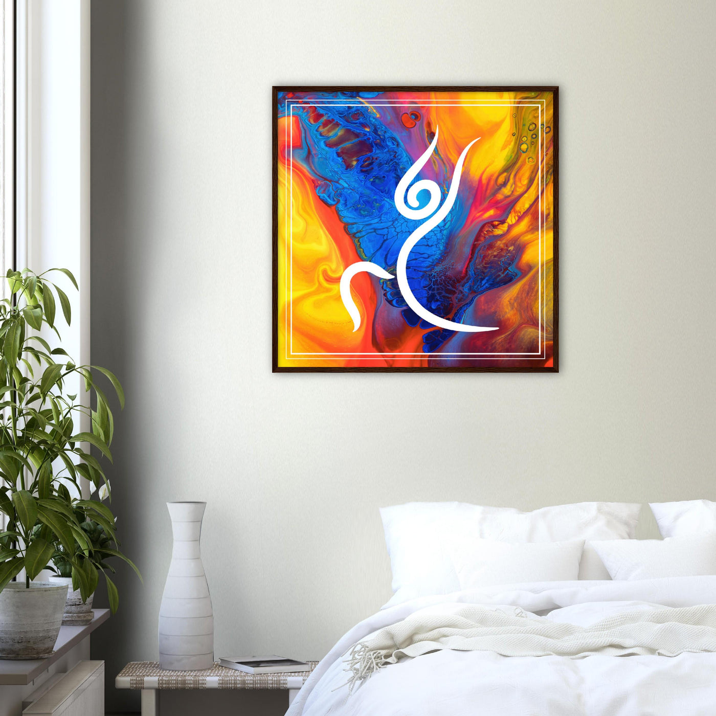 Psychedelic Warrior Pose Wood Frame