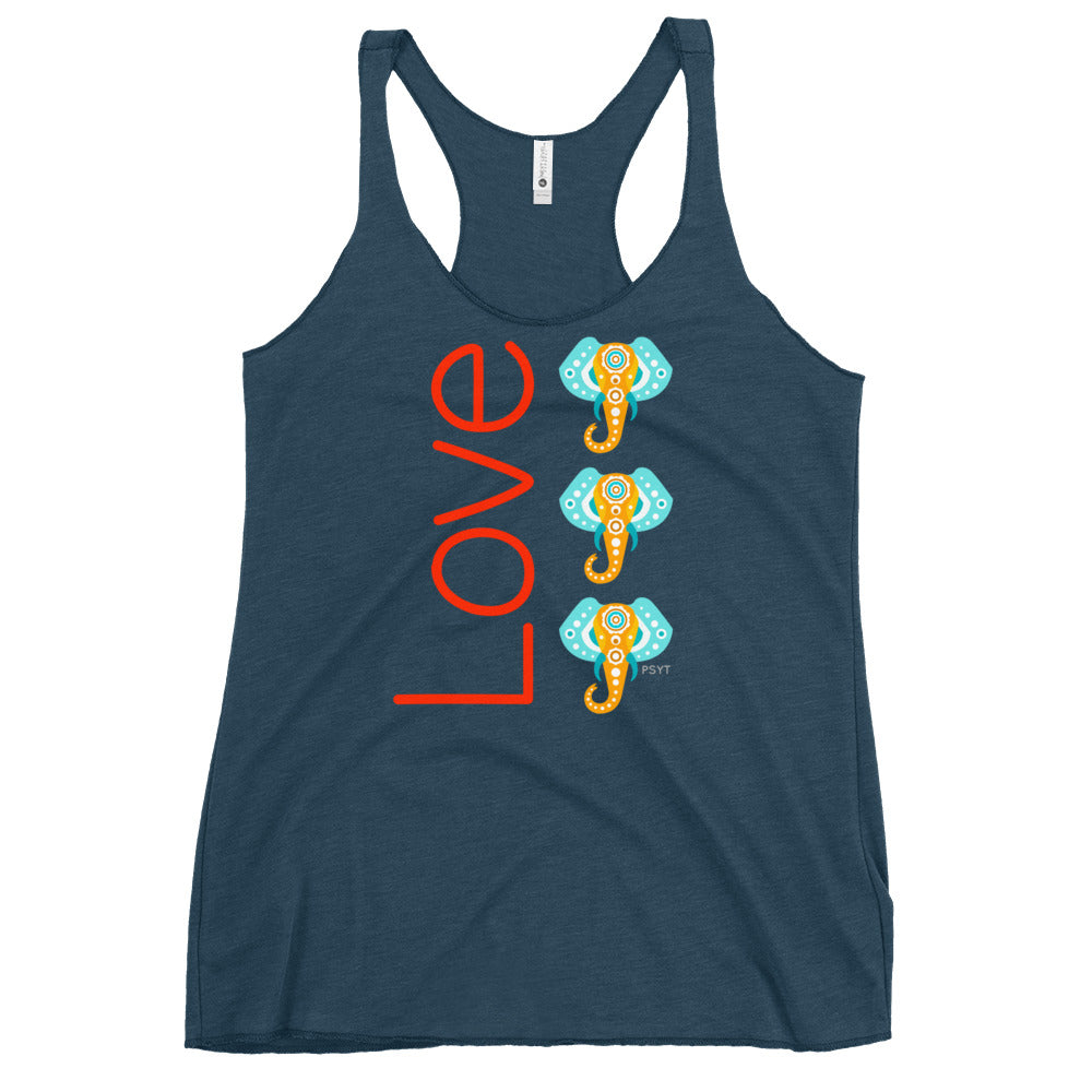 Stacked Elephants Love Racerback Tank Top