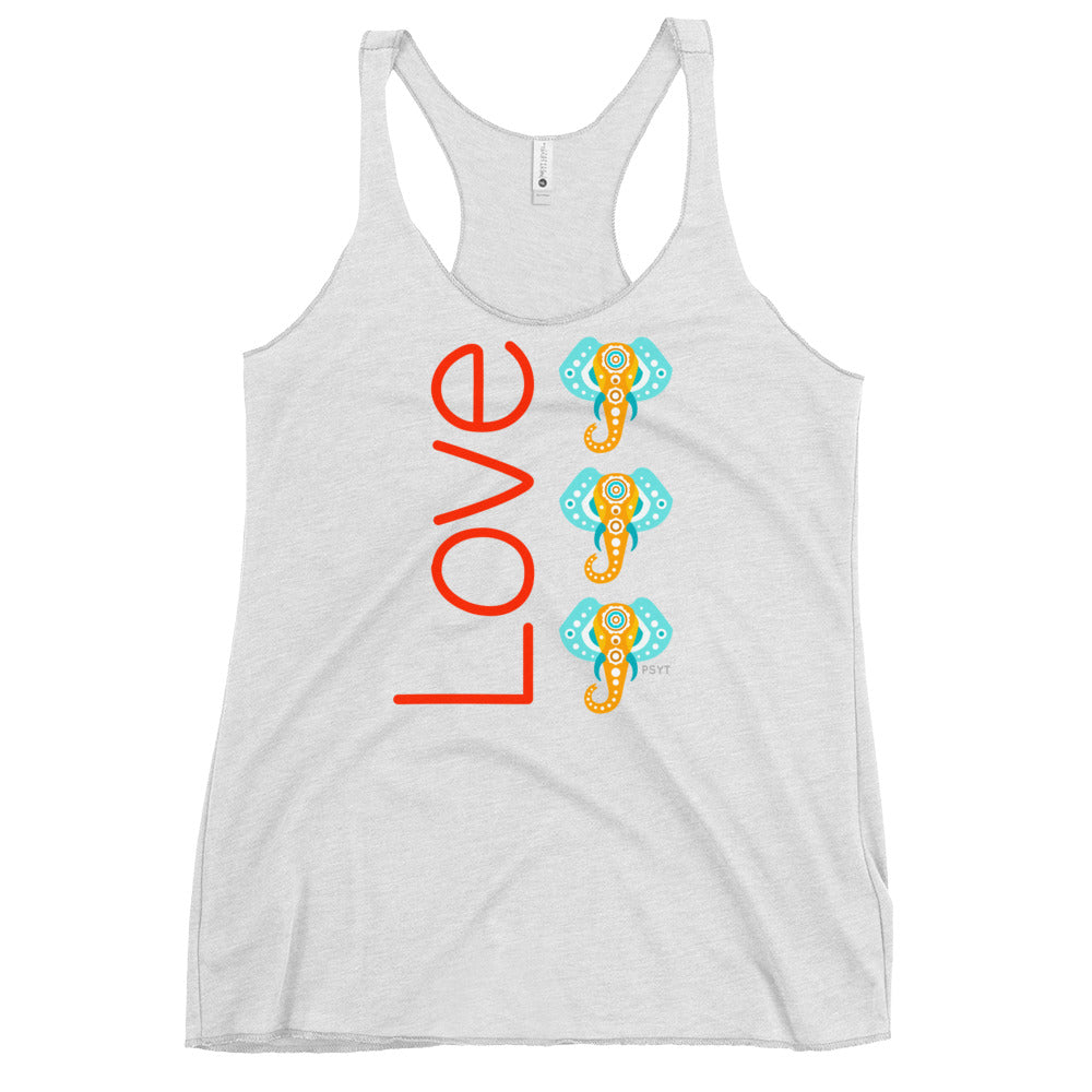 Stacked Elephants Love Racerback Tank Top