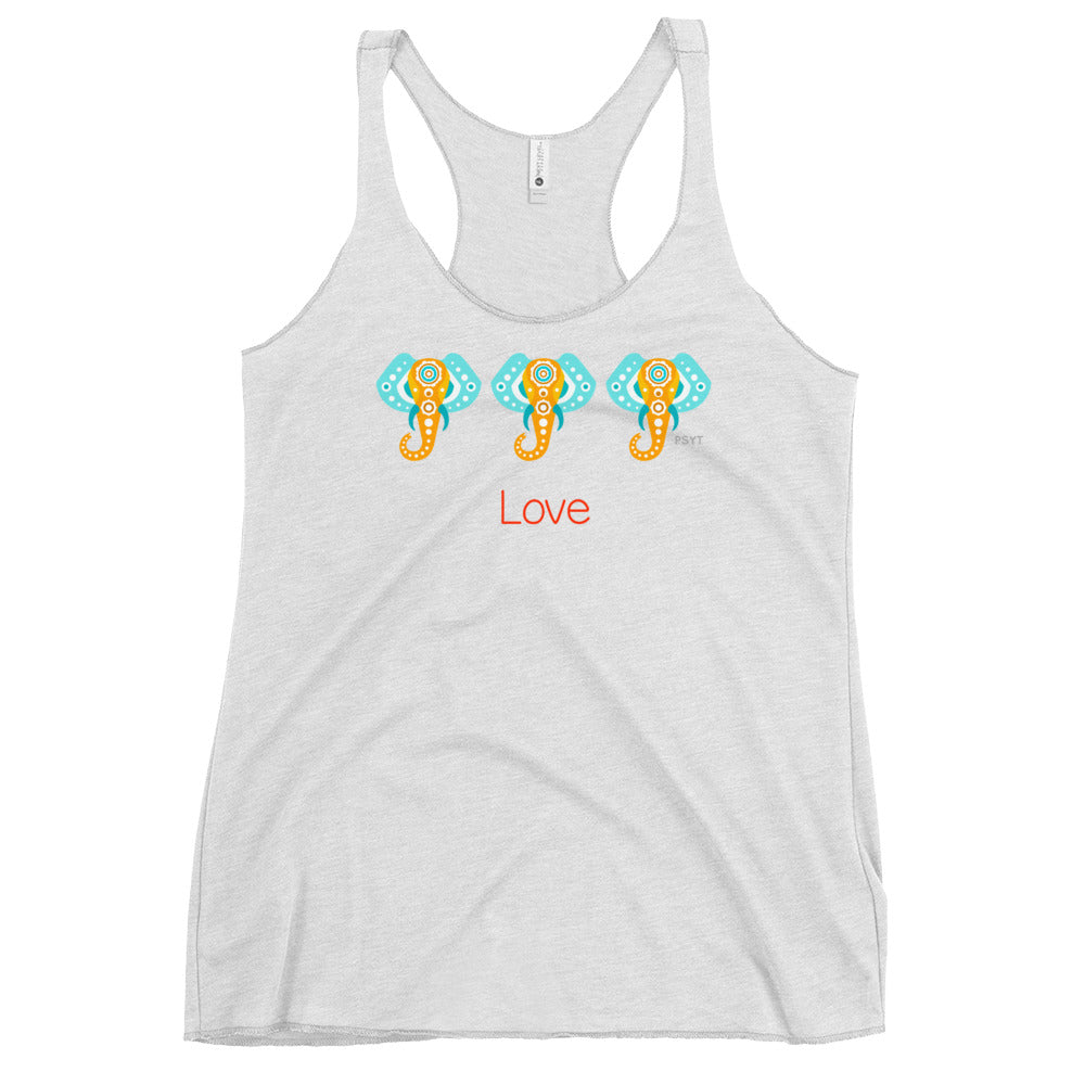 Three Elephants Love Racerback Tank Top