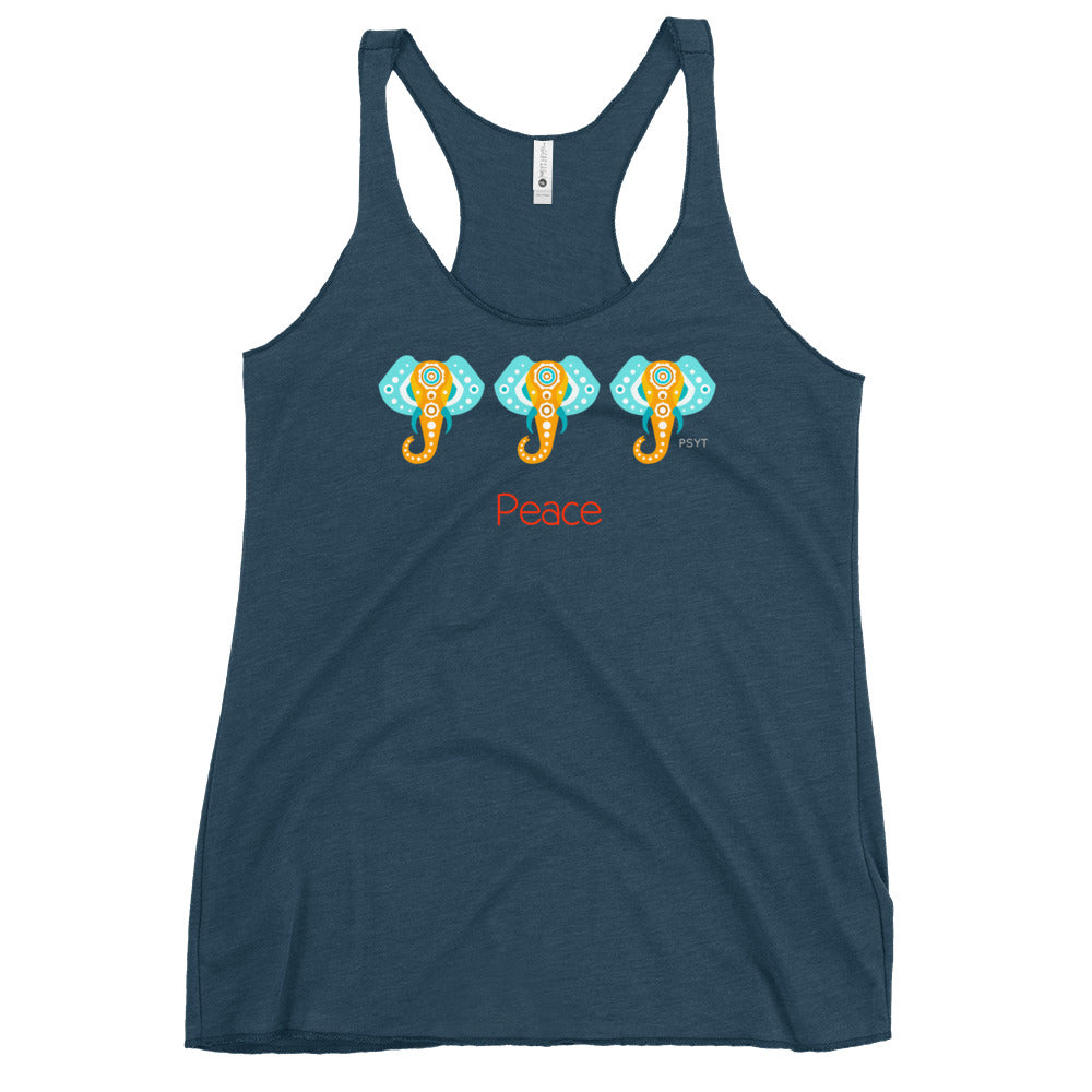 Three Elephants Peace Racerback Tank Top