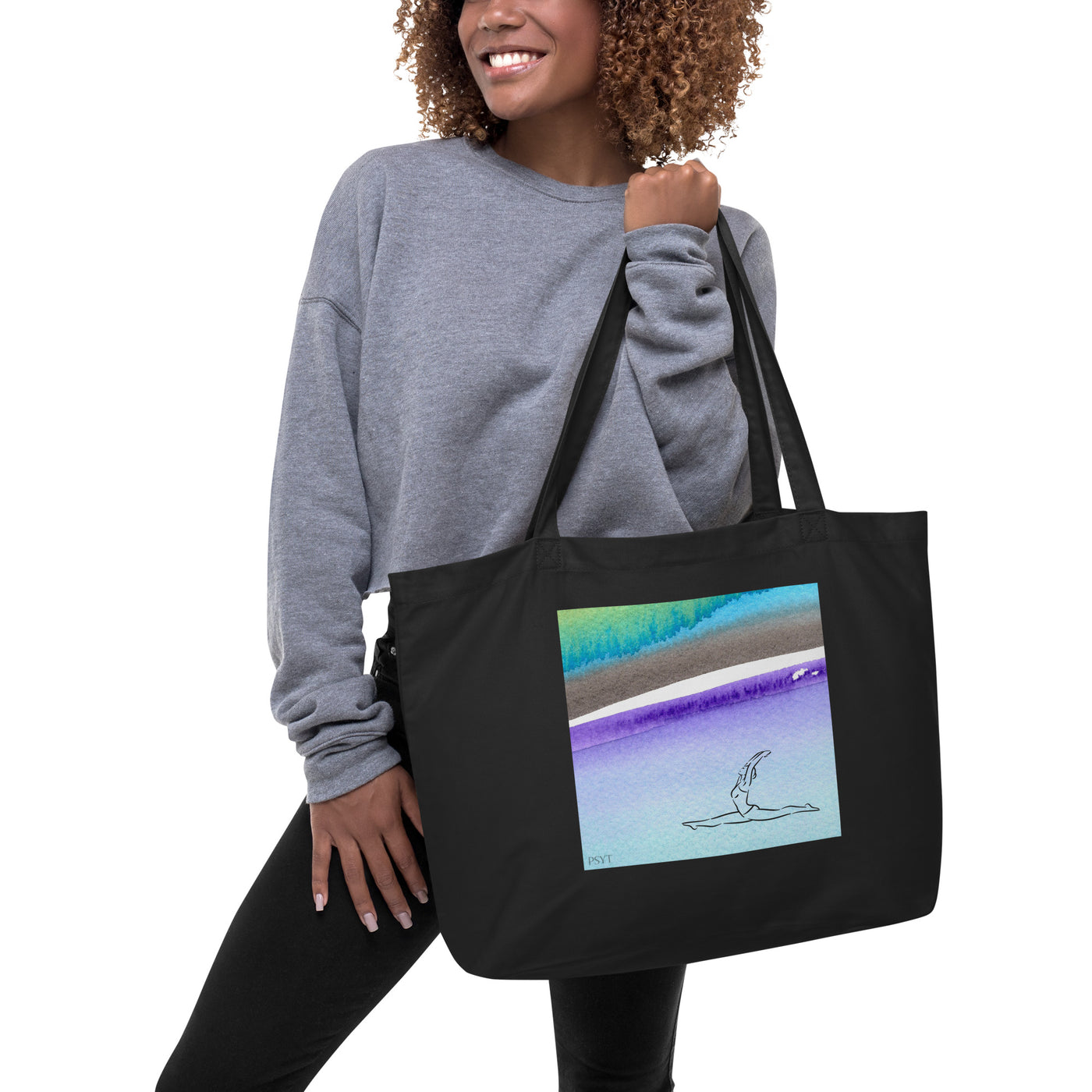 Zen Watercolor 26 Large organic tote bag