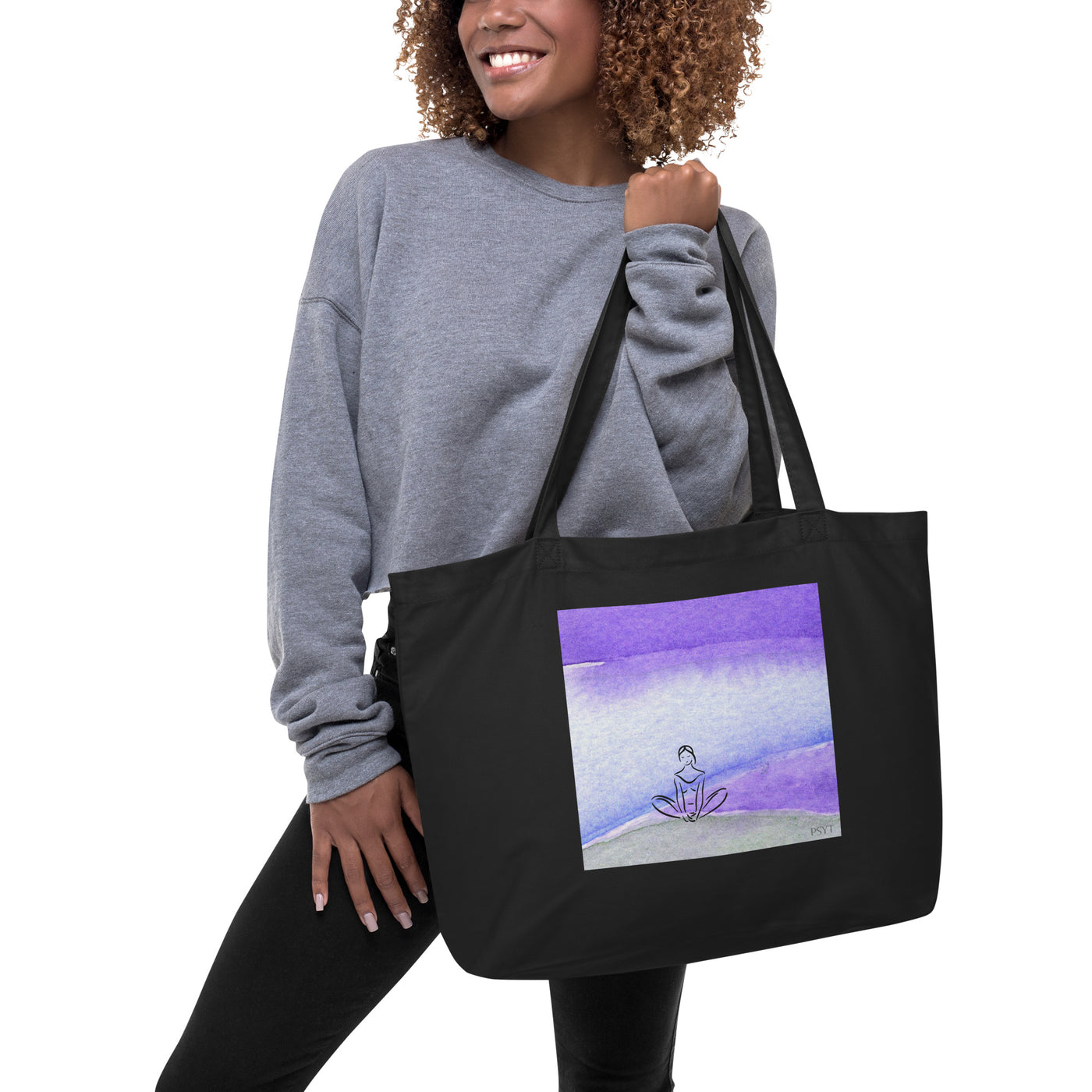 Zen Watercolor 22 Large organic tote bag