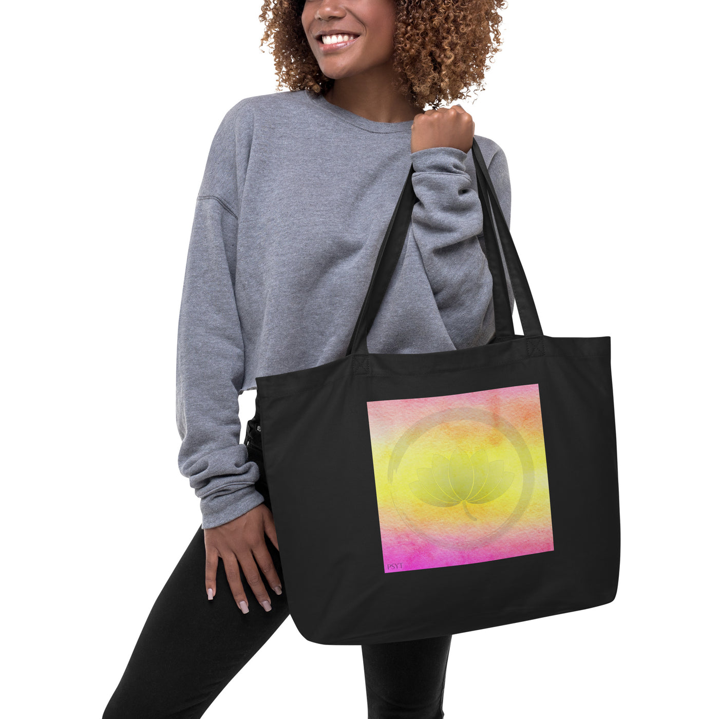 Watercolor Lotus Flower 1 Large organic tote bag