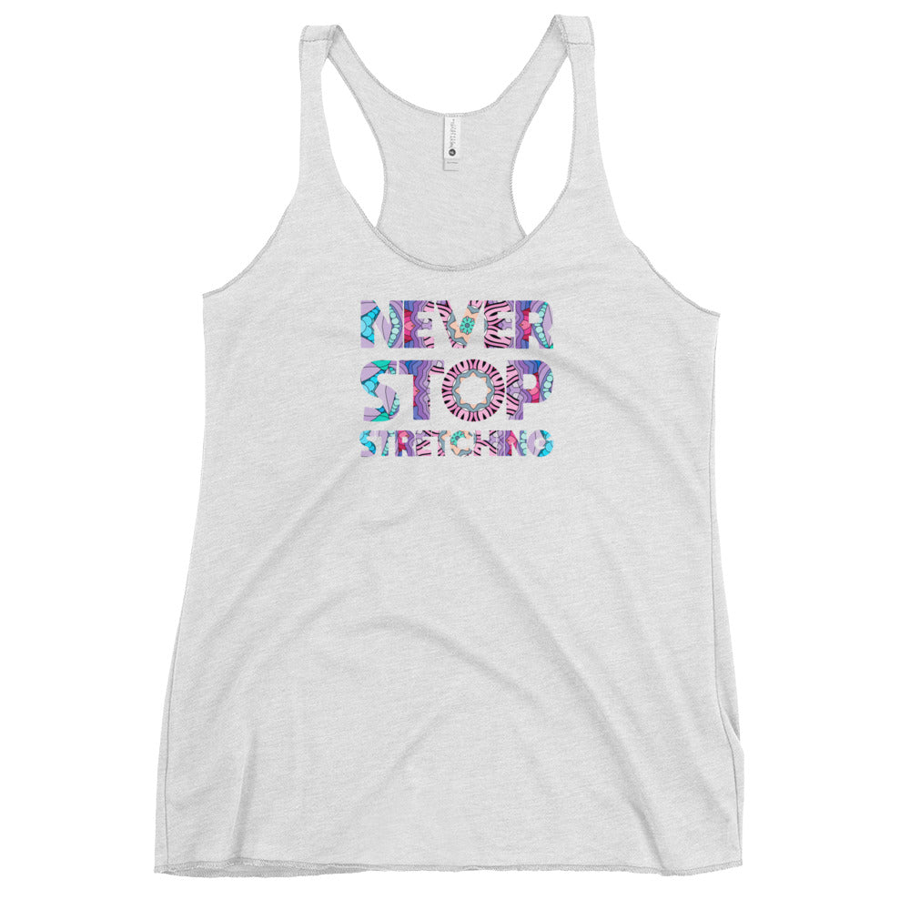 Never Stop Stretching Mandala Word Tank Top