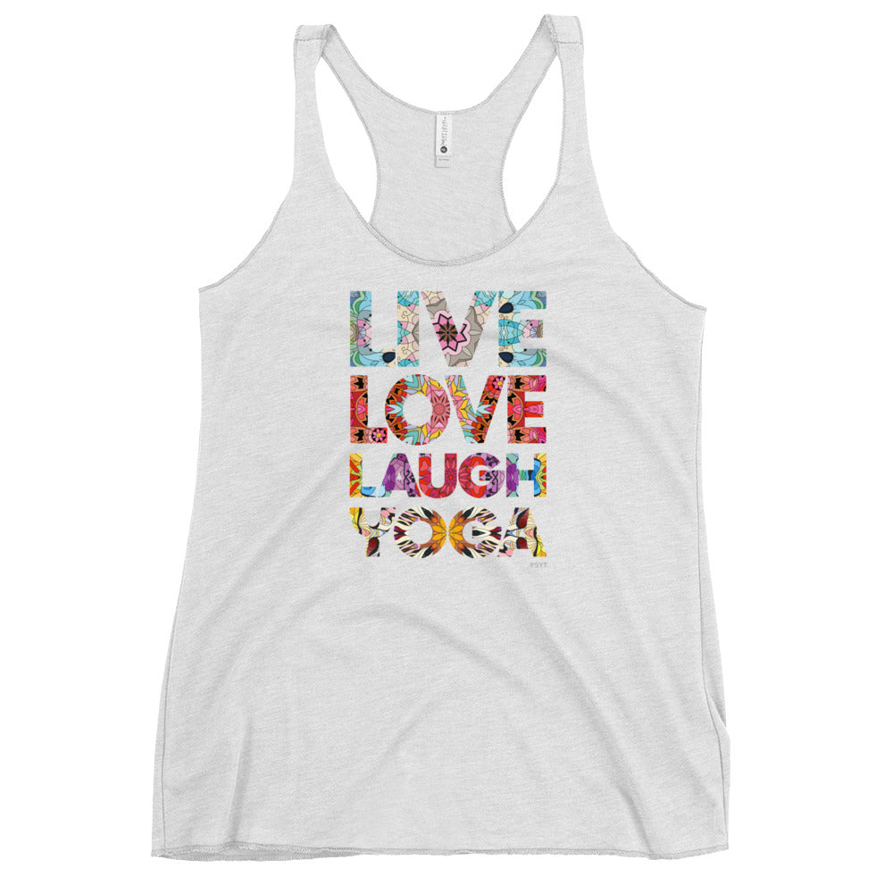 Live Love Laugh Yoga Mandala Word Tank Top