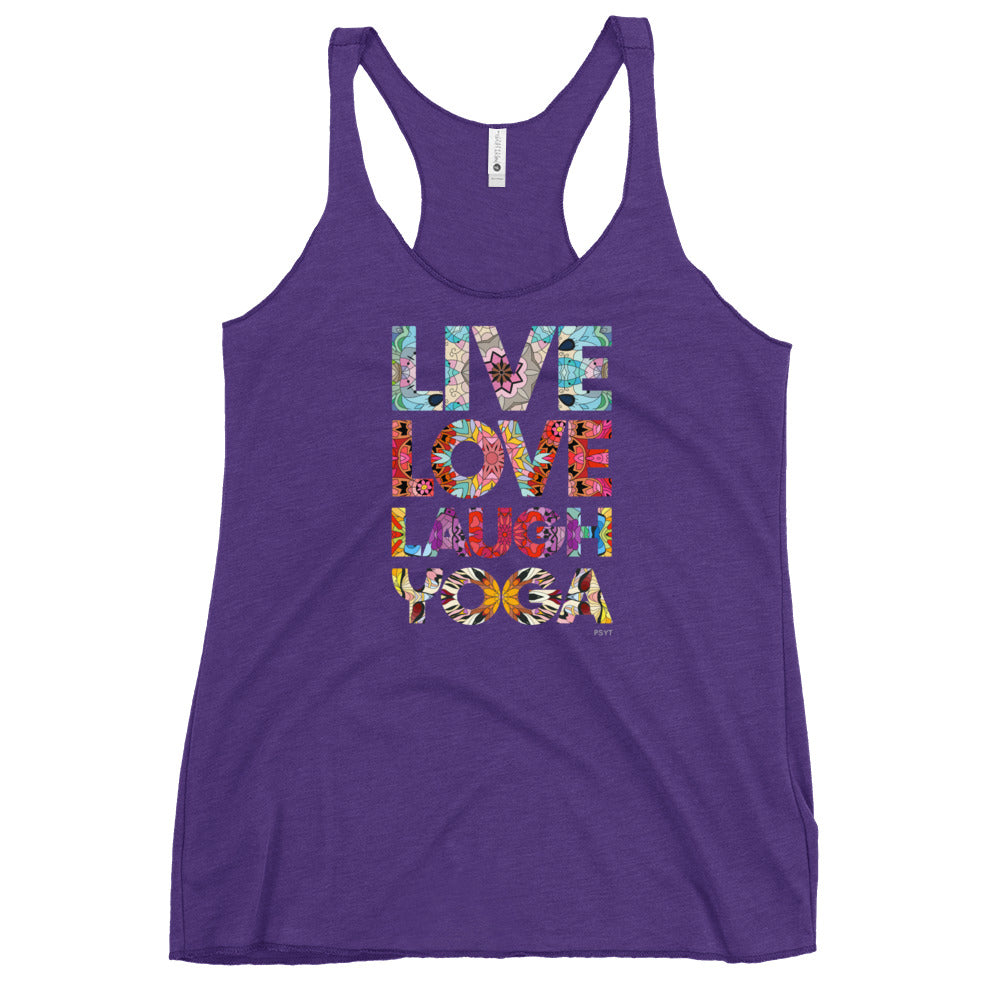 Live Love Laugh Yoga Mandala Word Tank Top